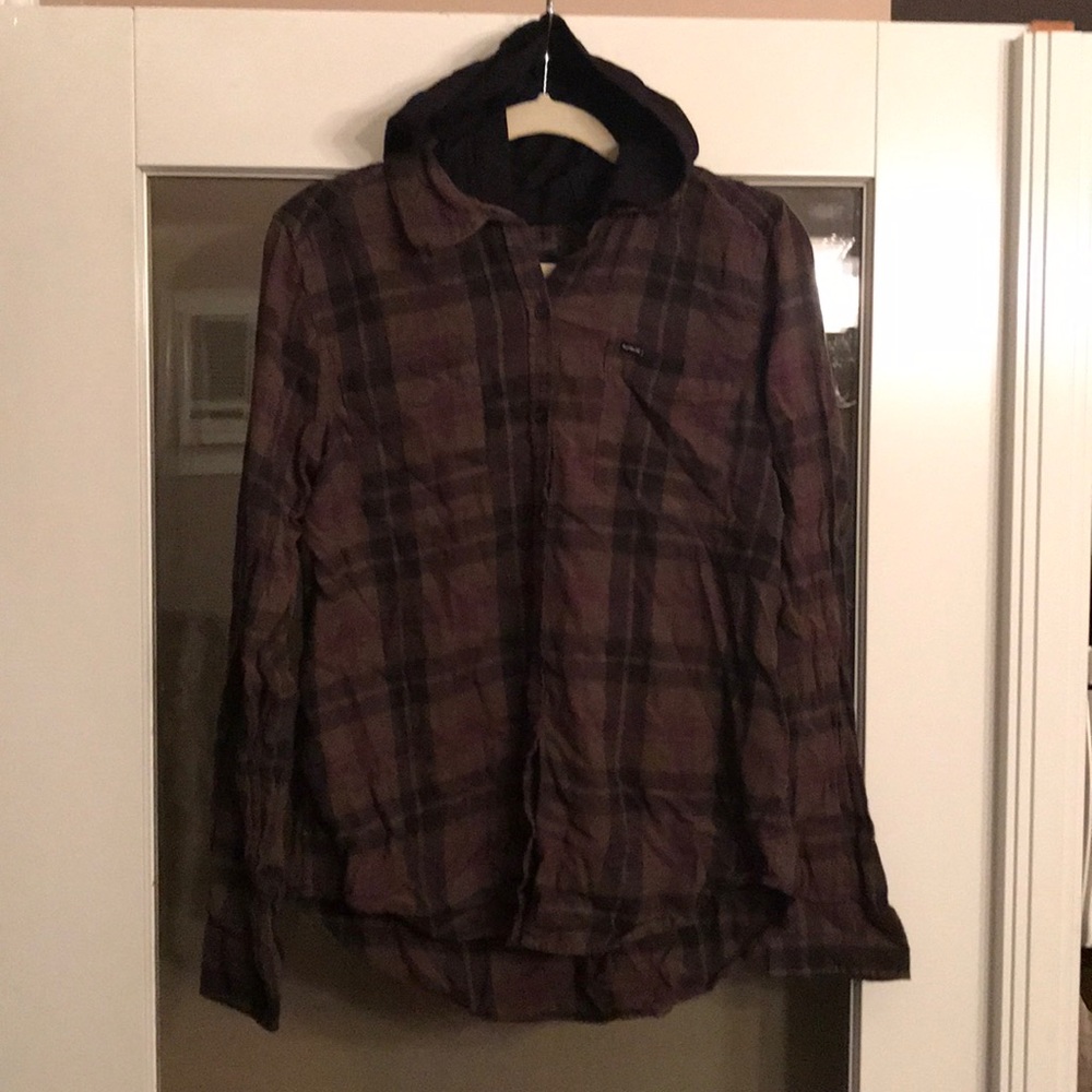 Hurley Womens Long Sleeve Button Up With Hood